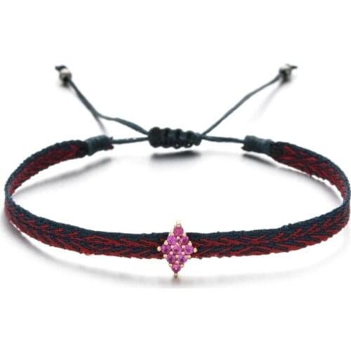 ZMZY Bohemian Adjustable Rope Chain Geometric CZ Crystal Charm Beads Bracelets For Women String BFF Bracelet Wristband Jewelry