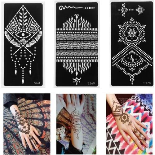 1PC DIY Body Art Tattoo Stencils Sticker Henna Tattoo Stencil Temporary Arm Tattoo Sticker Template Indian Wedding Painting Kit
