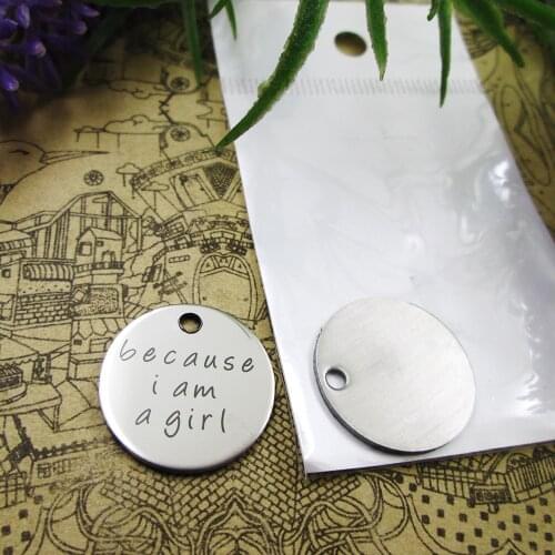 20pcs--"Because i am a girl"stainless steel charms 5 styles for choosing DIY Charms for necklace bracelets