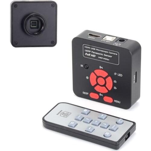 1080P 16MP HDMI USB Industrial Video Microscope Camera C-mount TF Video Recorder electronic soldering Microscope for