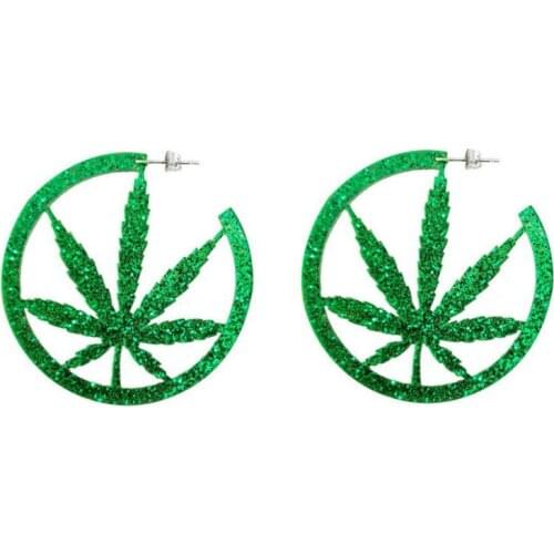 2020 New Fashion Geometric Big Round Maple Leaf Earring Shiny Acrylic Stud Earrings for Women Jewelry Accessories Mujer