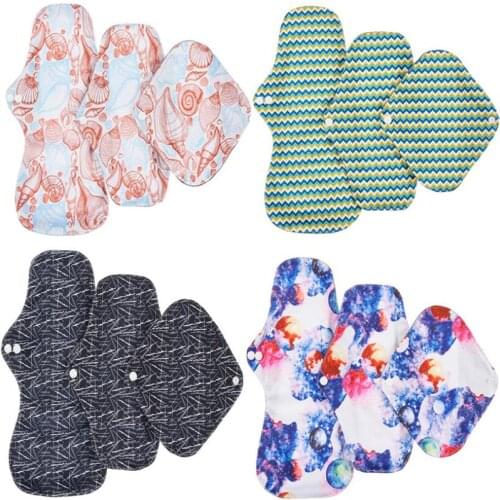 3PCs Washable Aunts Sanitary Pad Large Medium Small 3 Size Bamboo Charcoal Sanitary Care Pad Reusable Ladies Sanitary Napkin