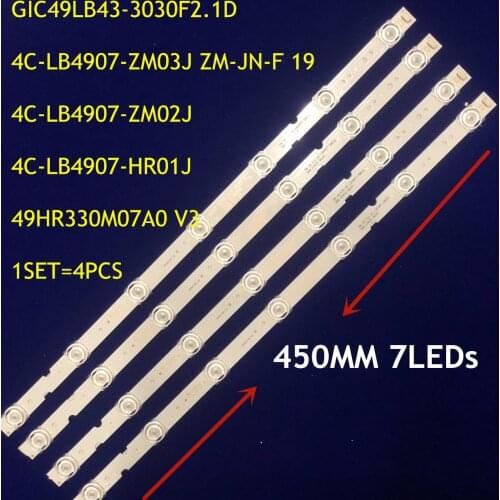 4PCS LED Backliht Strip GIC49LB43-3030F2.1D 49HR330M07A0 V3 4C-LB4907-HR01J For 49A260 49A26149F6F 49D6 49V2