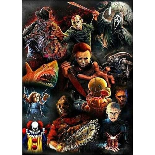 5D DIY Full Round/Square Diamond Painting Horror Movie Characters 3D Embroidery Cross Stitch Rhinestone Mosaic Home Dector Y523