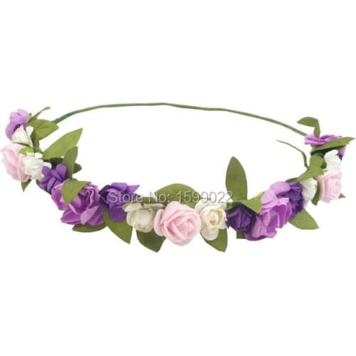6pcs/lot Purple Flower Crowns Bridal Head Band Vintage Dance Headbands Performance Headdress Fairy Wedding Floral Hair Garlands