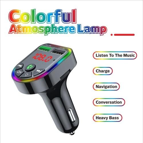 Car Kit Bluetooth 5.0 FM Transmitter Wireless Handsfree Audio Receiver Auto MP3 Player Dual USB Fast Charger Car Accessories