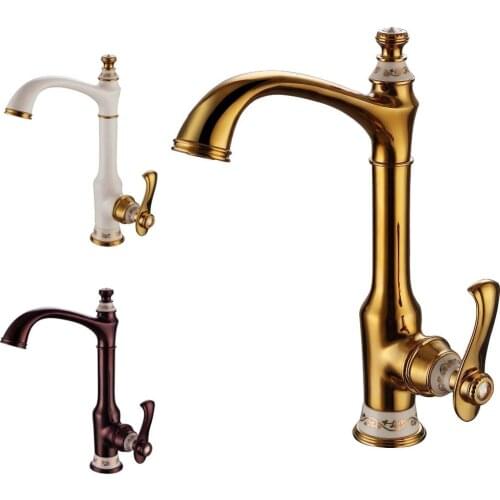 Free shipping PVD GOLD single hole kitchen faucet mixer tap