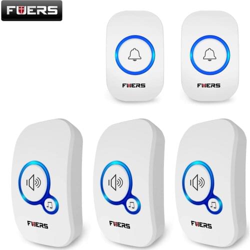 2020 FUERS Home Wireless Doorbell 32 Tunes Welcome Chime Doorbell Store Doorbell Ring EU UK US Plug Cordless Waterproof Button