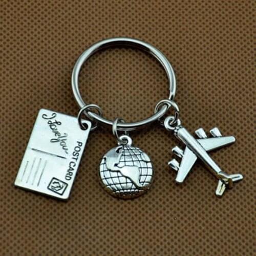 Travel Keyring,Globe and airplane keychain, Gift for Flight Attendant