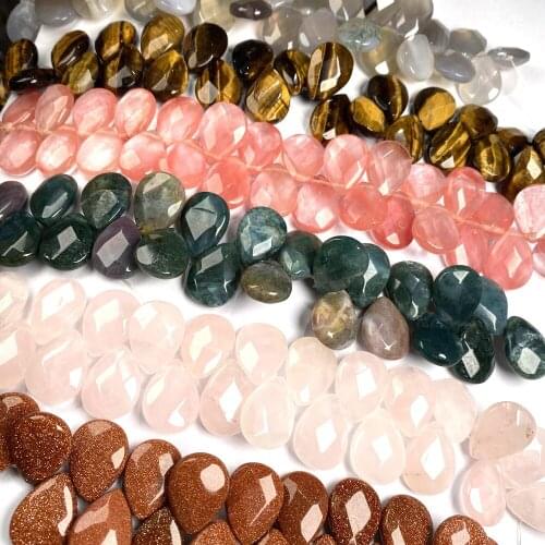Natural Stone Beads Water Drop Shape Faceted Crystal Loose Spacer Beaded For Jewelry Making DIY Necklace Bracelet Accessories