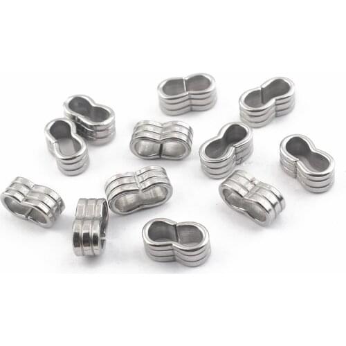 10pcs Stainless Steel Double Hole Beads Silder Spacer For 4mm 5mm Round Leather Cord Bracelet DIY Jewelry Findings Making