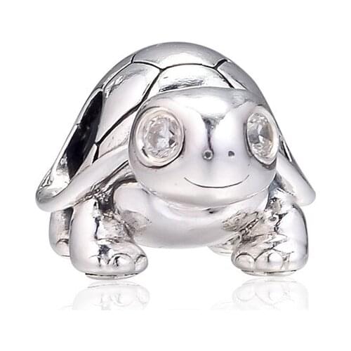 New 925 Sterling Silver Charms Pave Stones Eyes Turtle Crystal Beads Fit Charm Bracelet Femme DIY Charm Beads for Jewelry Making
