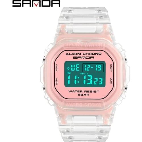 Digital Watches Women Classic Transparent Strap Square Dial Ladies G Watches Shock Sports Waterproof Digital Watch Fashion Clock