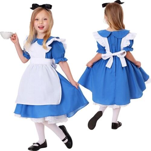 Child Girls Anime Maid Costume Alice in Wonderland Servant Dress Garden Manor Kid Fancy Dress