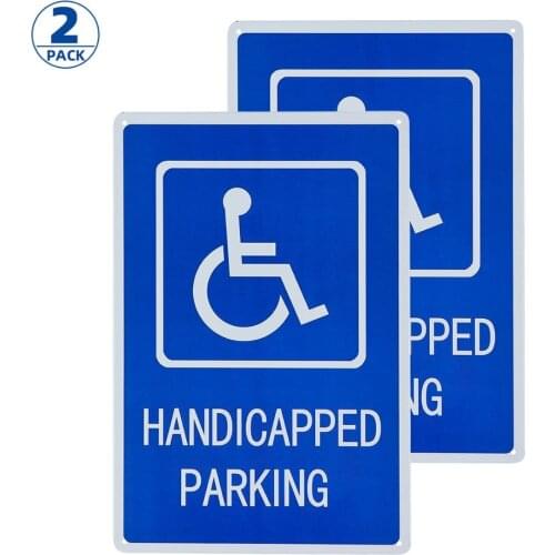 DL-2 Pack Handicapped Parking Sign 12 x 8" Engineer Grade Handicap Parking Sign Metal Blue on White