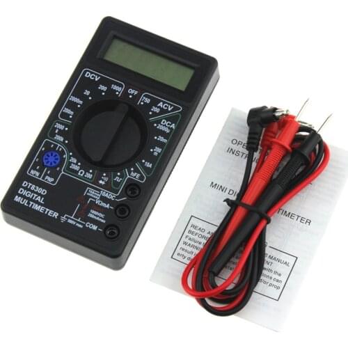 DT-830D Mini Pocket Digital Multimeter 1999 Counts AC/DC Volt Amp Ohm Diode hFE Continuity Tester Ammeter Voltmeter Ohmmeter