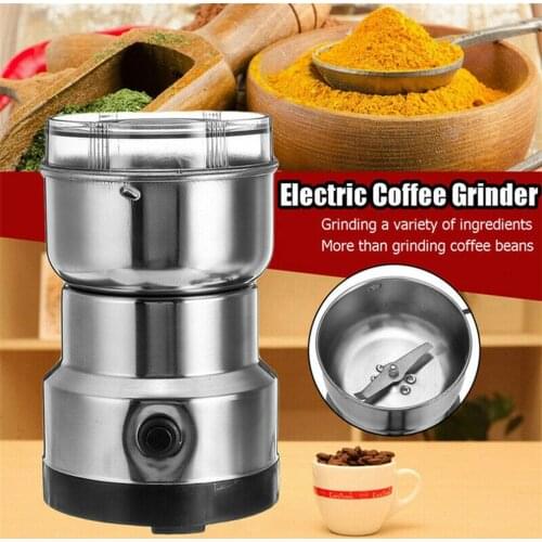 EU 220V Electric Coffee Grinder Stainless Steel Coffee Bean Grinding Machine Home Kitchen Spice Nuts Seeds Salt Pepper Grinder