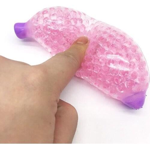 Fruit Banana Bead Stress Ball Toy Squeezable Soft Fruit Shape Sensory Adult Decompression Child Fidgeting Rebound Squeeze Toys