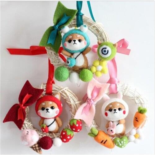 English instruction Rattan Cat wool needlepoint kit wool felt needle felting keychain craft needlecraft DIY handmade