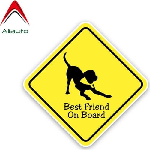 Aliauto Interesting Car Sticker Dog Best Friend on Board Decoration PVC Waterproof Sunscreen Cover Scratch Decal,15cm*15cm