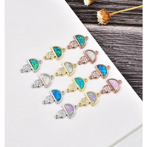 KAMAFmixed fashion creative plant mushroom 4 color Opal connector DIY jewelry accessories and parts
