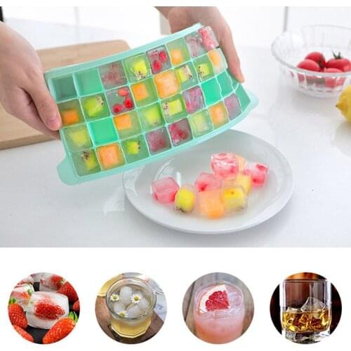 Creative 36-Grid Silicone Ice Tray Ice Cube Mold Ice Box Food Supplement Box With Transparent Lid Can Add Fruit Pieces