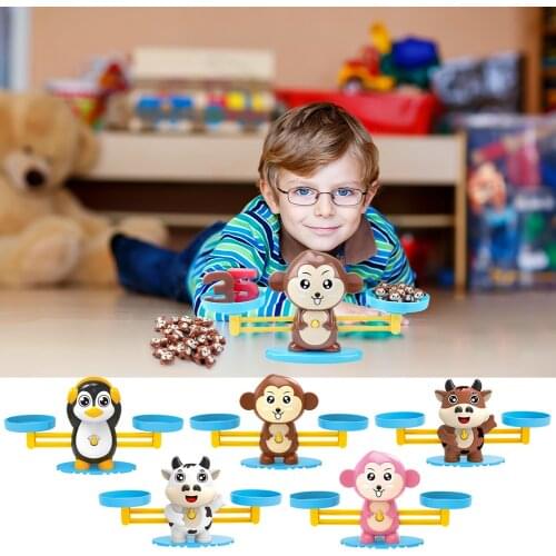 Kid Learning Counting Toys Math Match Game Balance Scale Toy (Brown Monkey) Anti-stress Toys for Adult Children