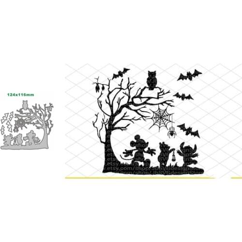 Metal Cutting Dies Tree Animals Background Scrapbooking Paper Craft Punch Knife Embossing Art Cutter Dies