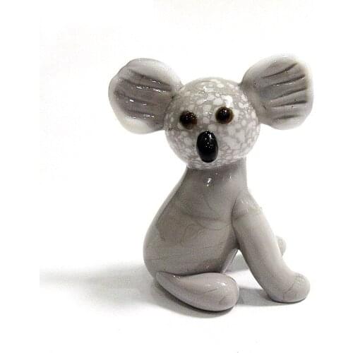 Handicrafts miniature Grey murano glass koala art figurine cute animal small statue Ornament gift for kid Home Decor Accessories