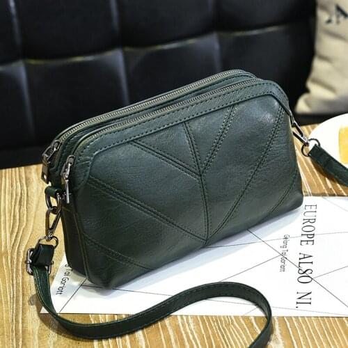 Fashion Thread Pattern PU Leather Double Layer Small Flap Crossbody Shoulder Bags for Women Handbag Ladies Messenger Bags NB039