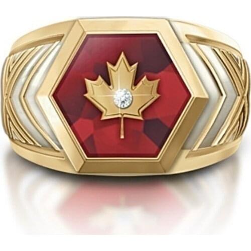 Fashion Jewelry Rings, Maple leaf with ruby ring, Mens ring