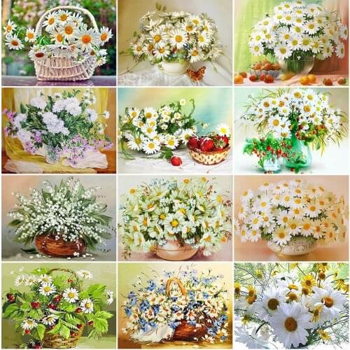 MomoArt Diamond Mosaic Flowers Picture Of Rhinestones DIY Diamond Painting Daisy New Arrival Embroidery Full Square Handicraft