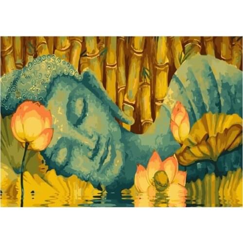 Sleeping Buddha Lotus Painting By Numbers Paint Kits Oil Painting Number Canvas Pictures Painting Unique Gift For Living Room