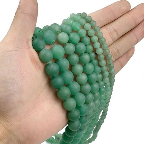 MKTREG Natural Matte Green Aventurine Stone Round Loose beads 4/6/8/10/12MM Jewelry bracelet necklace accessories DIY making 15
