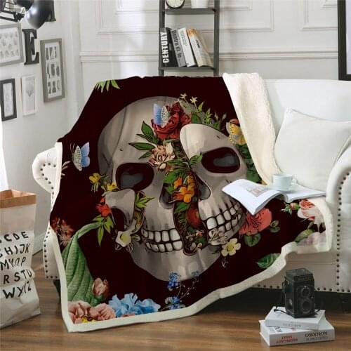 Newest Skull flower Blanket 3d print Plush Throw Sofa Noble Bedspread Bed Fashion Blanket B-7484