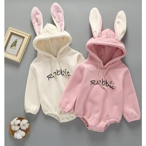 2020 New Cute baby Newborn Baby Princess Girl Clothes Set Long Sleeve Hoddies Rabit Romper Clothes Autumn Winter Wear 0-18M