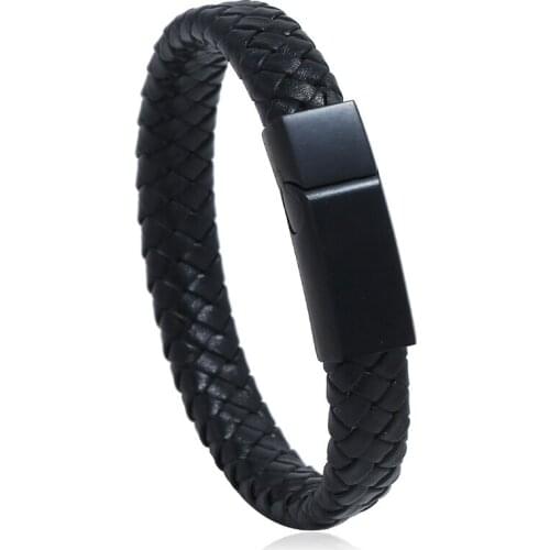 Simple Black/Brown Braided Leather Bracelet Bangle For Man Classic Cuff Hand Jewelry Gift Dropshipping