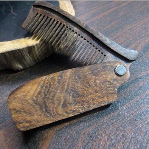 1pc Wooden Folding Beard Comb Pocket Size Moustache and Hair Combs Anti-static Comb for Men & Women Hair Care Tools