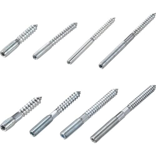 Uxcell 12pcs Hanger Bolt Double Headed Bolt Self-Tapping Screw M6x60mm M6x79mm for Furniture Jointing