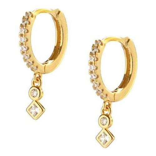 925 Sterling Silver Ear Buckle Minimalist Geometric Crystal Hoop Earrings For women Exquisite Fashion Girls Birthday Gifts