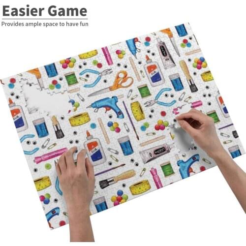 Cute Supplies Pattern Jigsaw Puzzle Game Wooden Toys Assembling Picture Games Toys Ing Y Er Supplies Scissors Glue Glue Gun