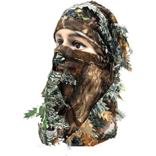 3d Camouflage Thin Breathable Hoods Leaf Stereo Camouflage Hunting Mask Hat Woodland Camouflage