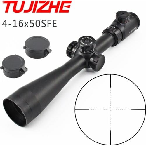 TUJIZHE 4-16X50SFE Hunting Rifle Scope 30mm Tube Side Parallax with Mount Rings Red Illumination Clearance Sale