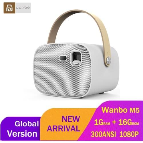 Global Version Youpin Wanbo M5 Smart Projector 1080P 300ANSI Lumens Double Fight Bluetooth Mini Portable Travel DLP Projection