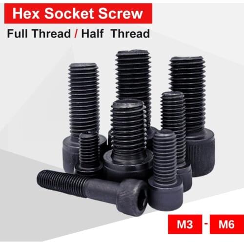 Hexagon socket head cap screw bolts M3 M4 M5 M6 carbon steel black color screws din 912 very hardness 12.9 grade for machinery