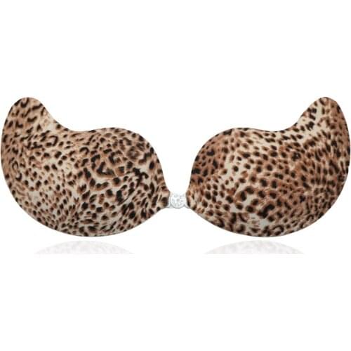Sexy Lady Silicone Invisible Bra Support Floral Leopard Fly Bra Adhesive Seamless Push Up Bras Strapless Lady Bralette