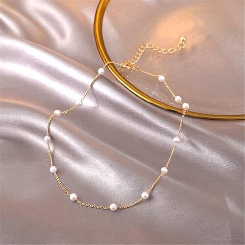 2021 South Korea new simple pearl necklace fashion woman for necklace collarbone chain wedding jewelry gift