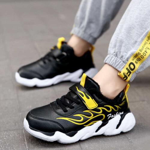 Winter Kids Sneakers Children Waterproof Leather Sport Shoes Soft Plush Warm School Trainers Tenis Infantil Boys Basket Footwear