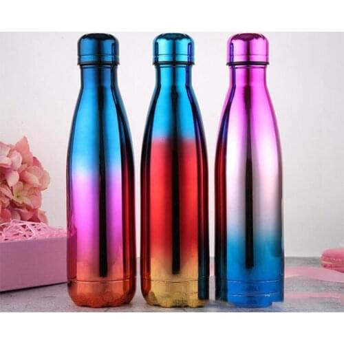 17oz Cola Shaped Water Bottle Gradient Insulated Kettle Coke Cup Thermos Outdoor Sport Drinkware For Fathers Day Gift