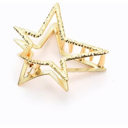2pcs/lot sell lots of hair accessoreis hollow Geometric five-pointed star fashion alloy top clip to wholesale